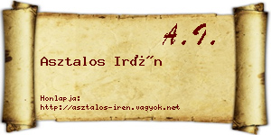 Asztalos Irén névjegykártya